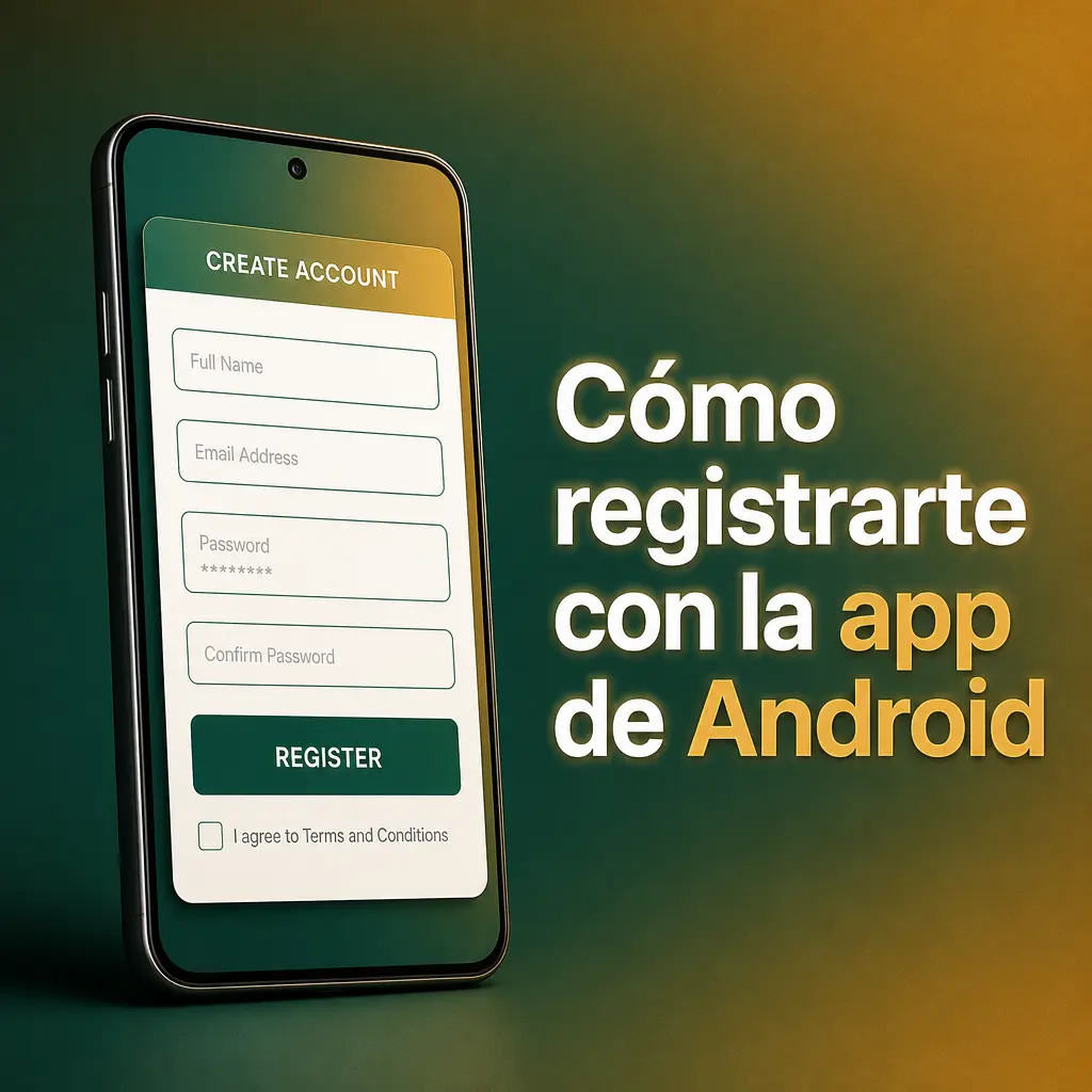 Pantalla de registro en la app de Android de BeTurf con campos para DNI, correo y celular