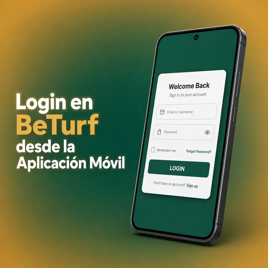 Pantalla de inicio de sesión en la app móvil de BeTurf para Android, mostrando los campos de usuario y contraseña.